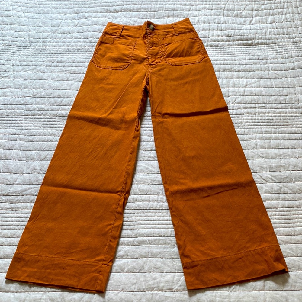 Maeve Colette wide leg pant in burnt orange